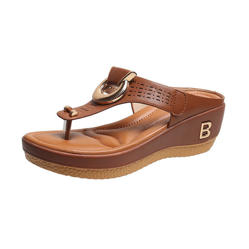 Adelaide Sandalen | Leren Wedge Sandalen met Geheugenschuim en Schokabsorberende Zool