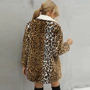 Chiara Luipaard Jas | Lange Dames Jas van Zacht Fleece met Pluche Kraag en Trendy Dierenprint