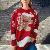 Sofia Kersttrui | Rode Damestrui met Kerstkoek motief en Feestelijke Details