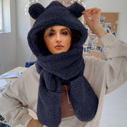 Mila Set | Warme Dames Muts met Aangehechte Sjaal van Zacht Fleece