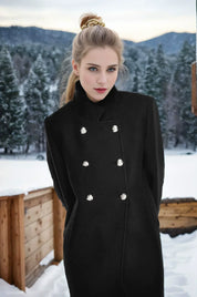 Beatrice Dames wollen winterjas – dubbelgeknoopt model met hoge kraag en warme fit