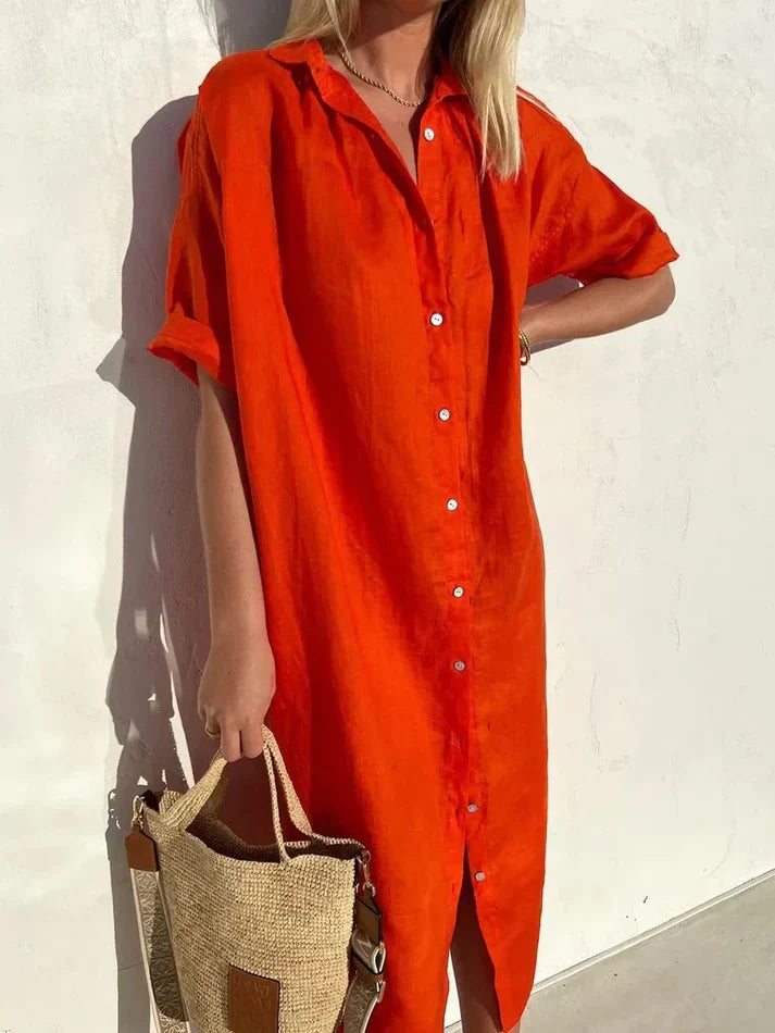 Antonella Jurk | Casual Damesjurk met Knoopsluiting en Luchtige Pasvorm