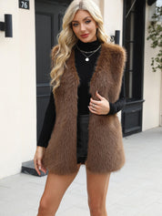 Lucia Body warmer | Lange Dames Bodywarmer van Zacht Kunstbont met Open Pasvorm