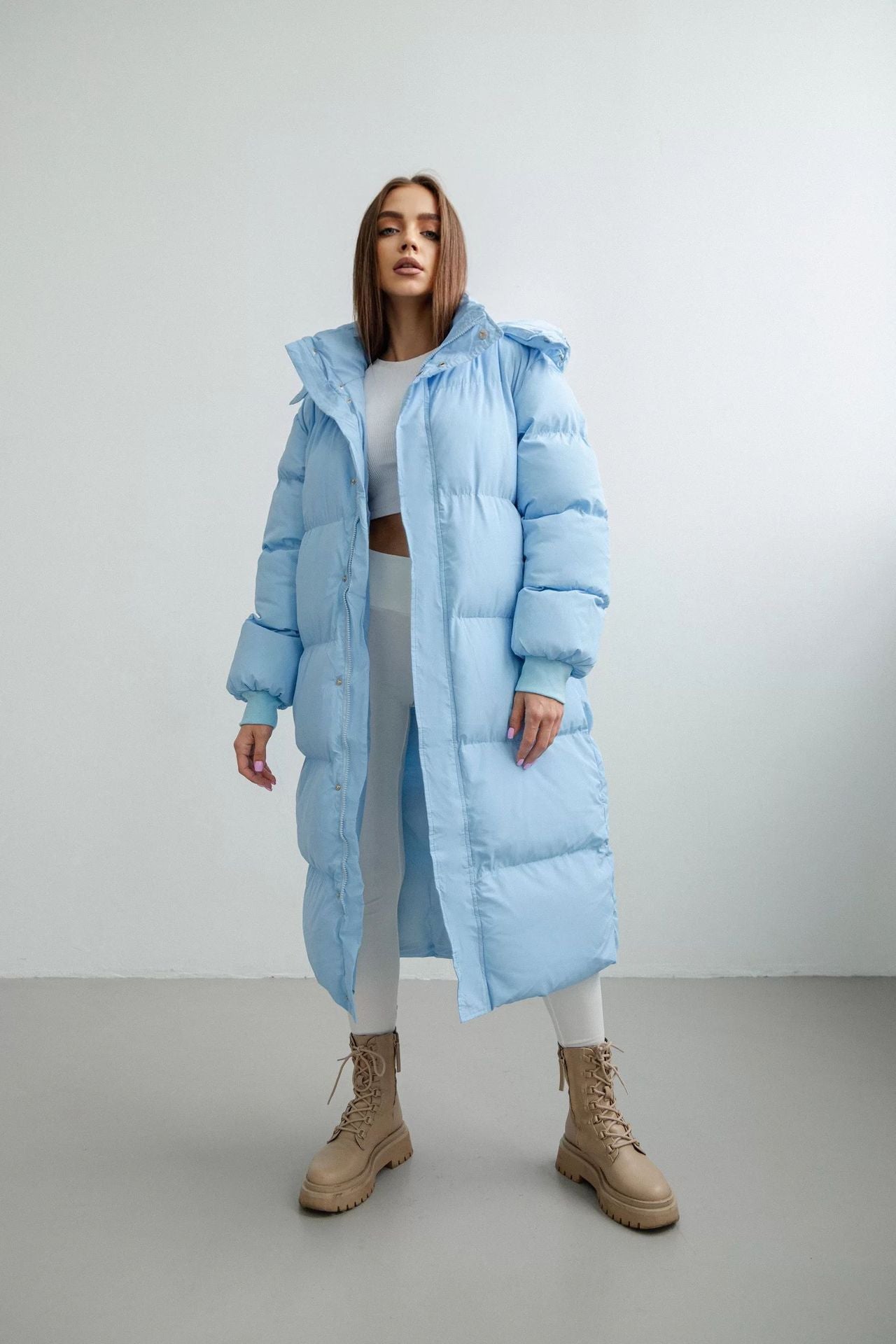Martina Oversized dames winterjas lang – warme zwarte puffer met capuchon