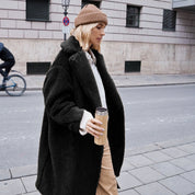 Isabella Teddy Jas | Lange Dames Jas van Zacht Teddy Fleece met Brede Kraag en Comfortabele Pasvorm