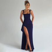 Dames Galajurk Open Rug Maxi Split Spaghettibandjes Slim Fit Formeel Avond - Zwart / Rood / Kersenrood - Maelen