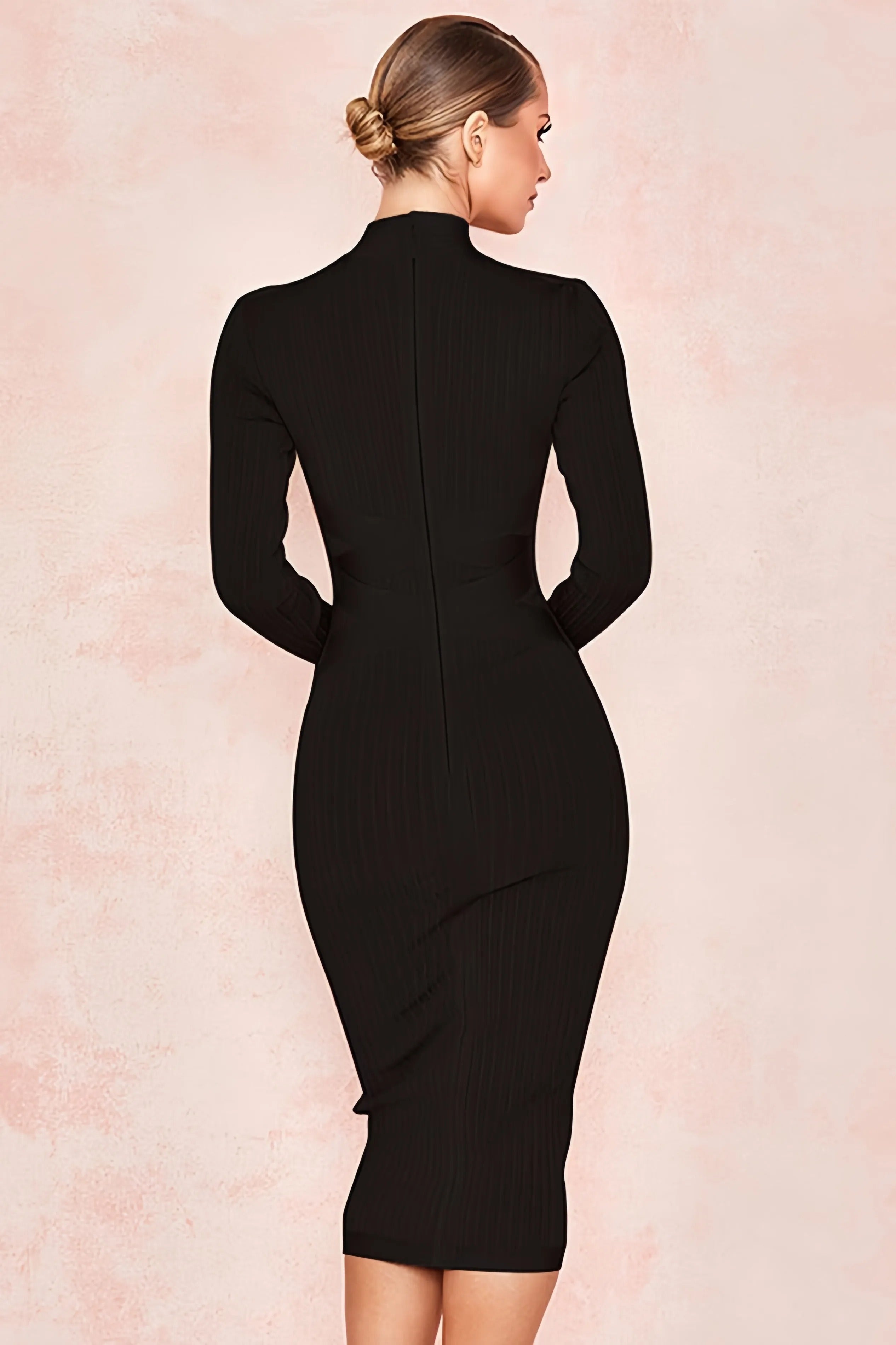 Valentina Jurk | Stijlvolle Midi-Jurk met Opstaande Kraag en Elegante Pasvorm