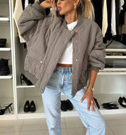 Sienna Gewatteerde bomber winterjas dames – oversized quilted jas met casual look