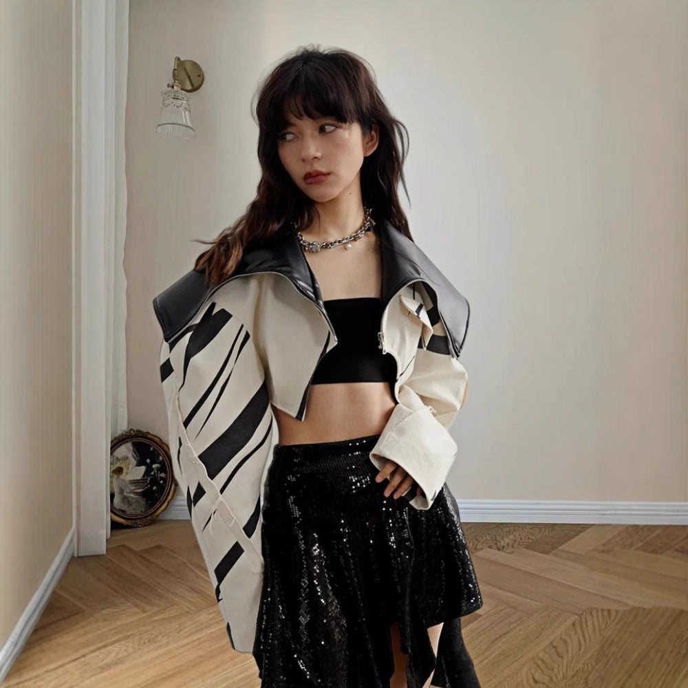 Elena Utility Jas | Oversized Damesjas met Trendy Print en Functionele Details