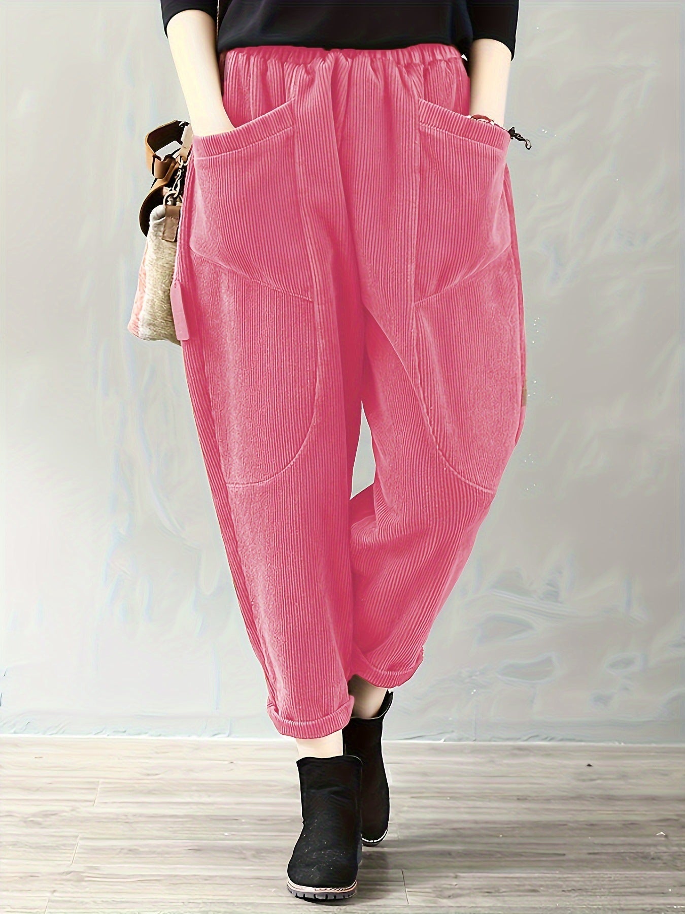 Valeria Broek | Dames Corduroy Broek met Losse Pasvorm en Praktische Zakken