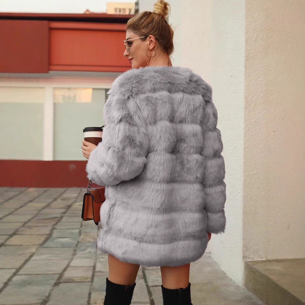 Chiara Kunstbont Jas | Luxe Dames Jas van Zacht Faux Fur met Volumineuze Mouwen en Elegante Pasvorm