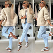 Sienna Gewatteerde bomber winterjas dames – oversized quilted jas met casual look