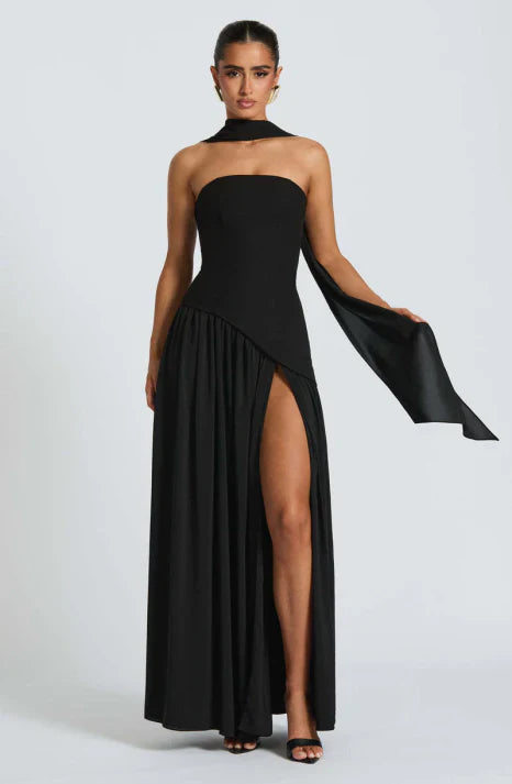 Dames Luxe Maxi Galajurk Vloeiend Satijn Avondkleding Feestelijk - Rood / Roze / Geel - Maelen