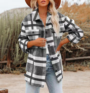 Fudus Overshirt Jack | Dames Geruite Overshirt Jas met Knopen en Opgestikte Zakken