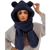 Mila Set | Warme Dames Muts met Aangehechte Sjaal van Zacht Fleece