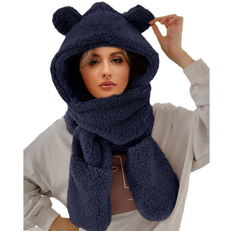 Mila Set | Warme Dames Muts met Aangehechte Sjaal van Zacht Fleece