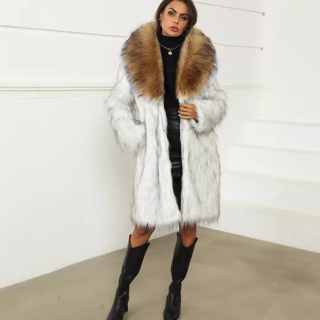 Giovanna Kunstbont Jas | Elegante Dames Jas van Zacht Faux Fur met Brede Kraag en Luxe Pasvorm
