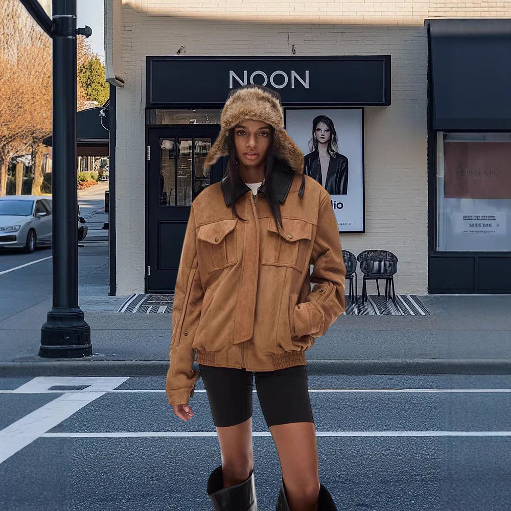 Valentina Suède Jas | Trendy Damesjas met Afneembare Bontkraag