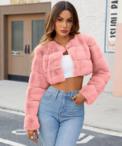 Elena Gewatteerde Jas | Korte Dames Jas van Zacht Kunstbont met Trendy Gestikt Design