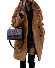 Adira Jas | Elegante Lange Pluche Damesjas voor Herfst en Winter