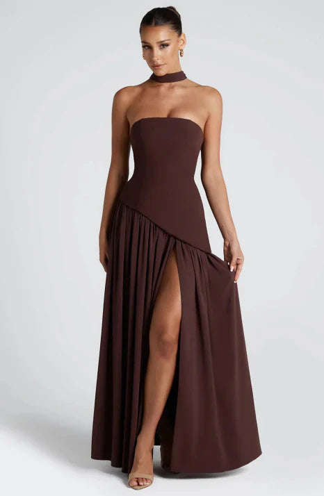 Dames Luxe Maxi Galajurk Vloeiend Satijn Avondkleding Feestelijk - Rood / Roze / Geel - Maelen