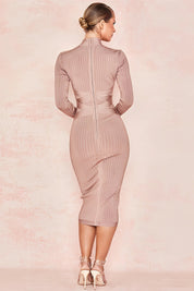 Valentina Jurk | Stijlvolle Midi-Jurk met Opstaande Kraag en Elegante Pasvorm