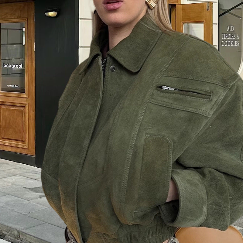 Sofia Suède Tussenjas | Oversized Damesjas van Zacht Imitatiesuède met Trendy Details