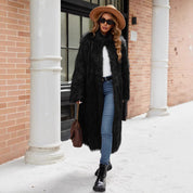 Elisabetta Kunstbont Jas | Lange Dames Jas van Zacht Faux Fur met Hoge Kraag en Zakken