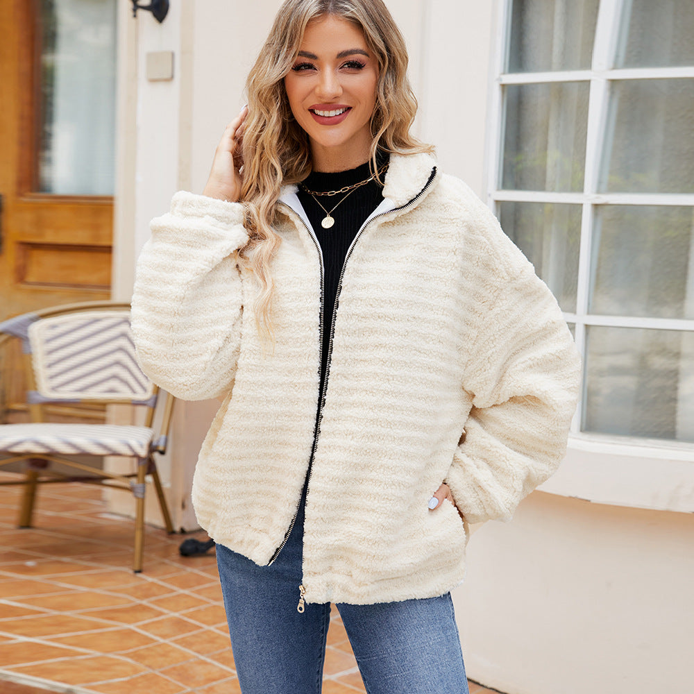 Mila Fleecejas | Zachte Damesjas van Katoenfleece met Rits en Zakken