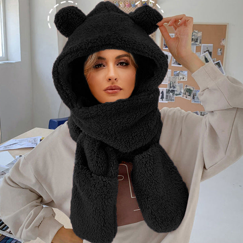 Mila Set | Warme Dames Muts met Aangehechte Sjaal van Zacht Fleece