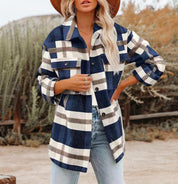 Fudus Overshirt Jack | Dames Geruite Overshirt Jas met Knopen en Opgestikte Zakken