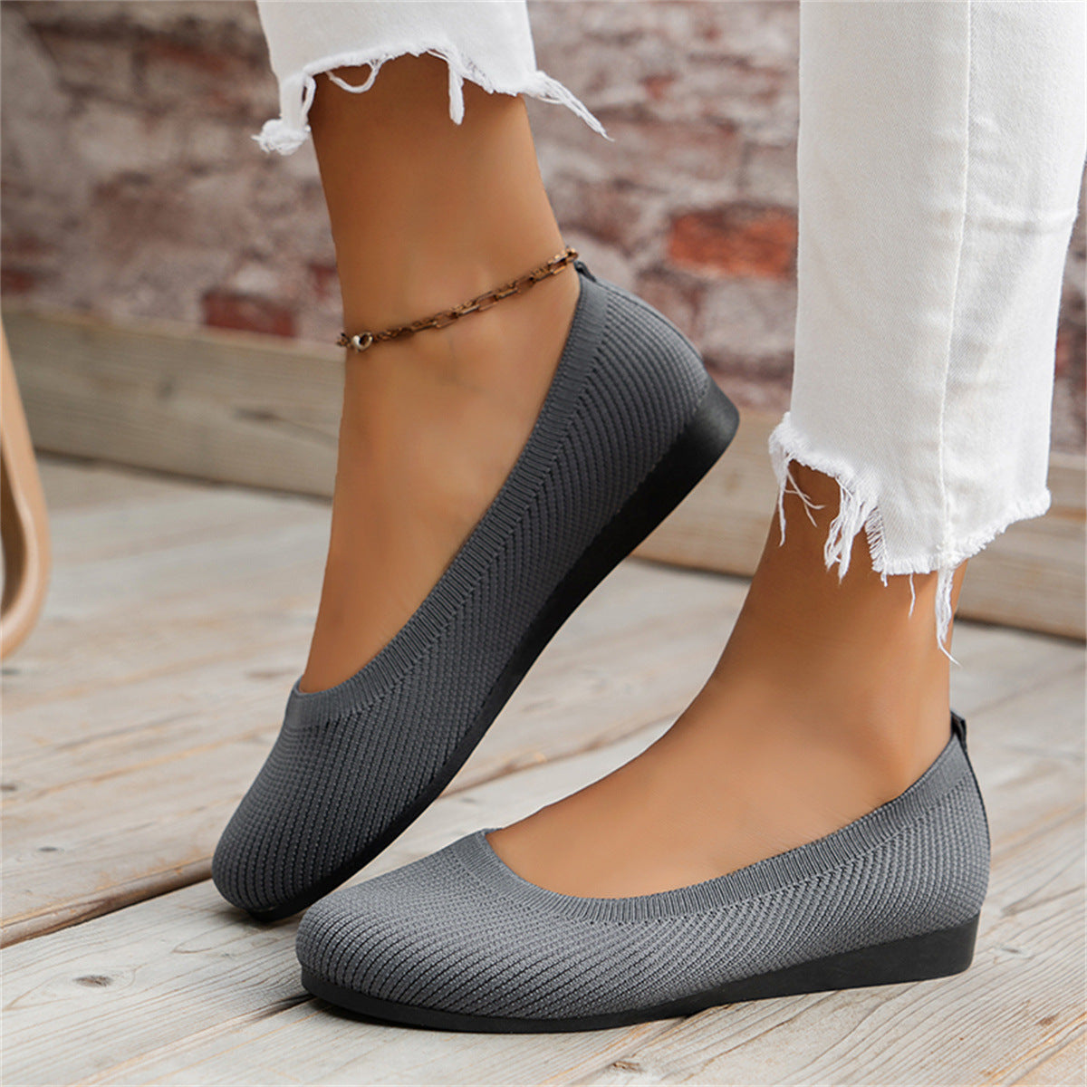 Dames Orthopedische Balletschoenen Gesloten Neus Zachte Zool Comfortabel Dagelijks - Khaki / Wit / Zwart - Maelen