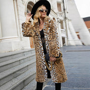 Alessia Luipaard Jas | Lange Dames Jas van Zacht Kunstbont met Reverskraag en Trendy Dierenprint
