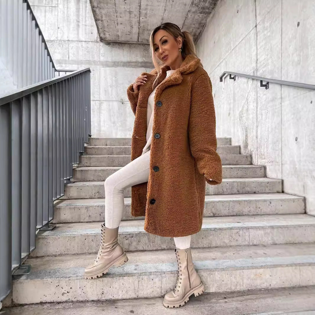 Elena Wool Coat | Oversized Lange Damesjas van Wolmix met Klassieke Revers