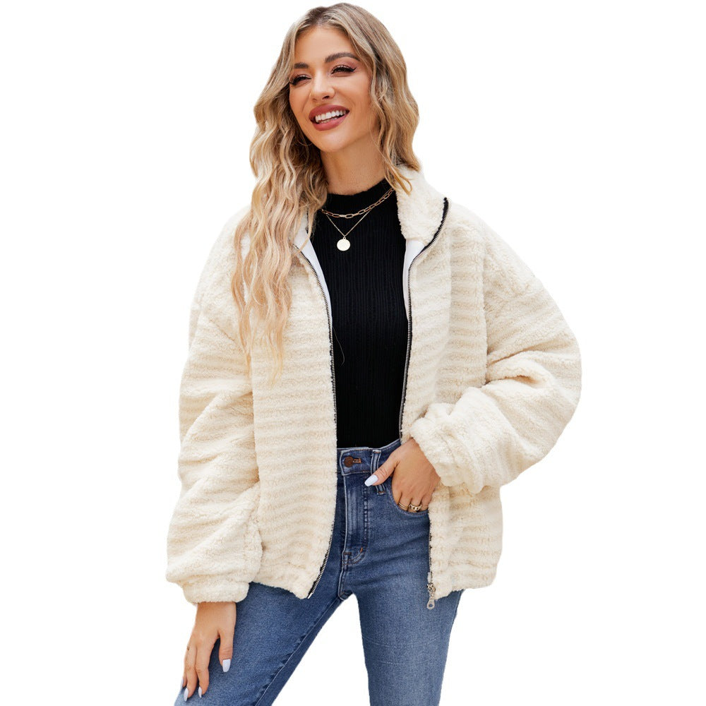 Mila Fleecejas | Zachte Damesjas van Katoenfleece met Rits en Zakken