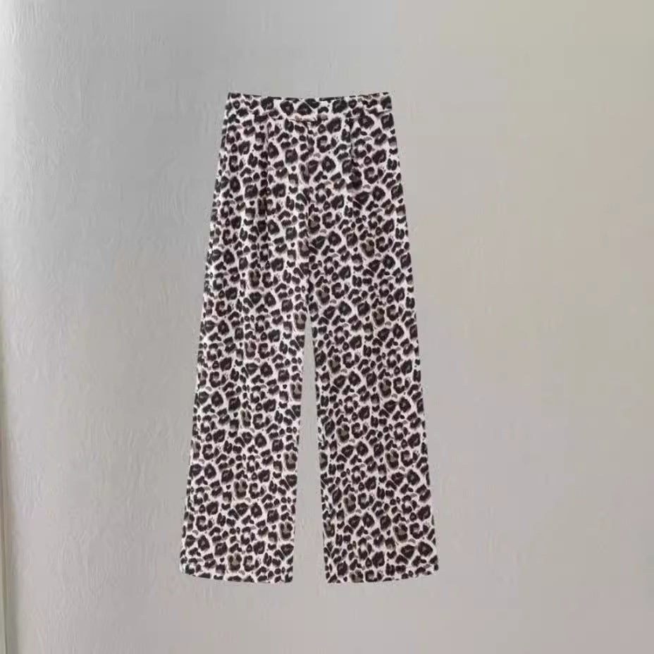 Alessia Broek | Wijde Damesbroek met Leopardenprint en Elastische Taille