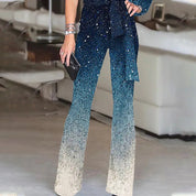 Luciana Retro disco outfit dames – one shoulder jumpsuit met wijde ombre broek