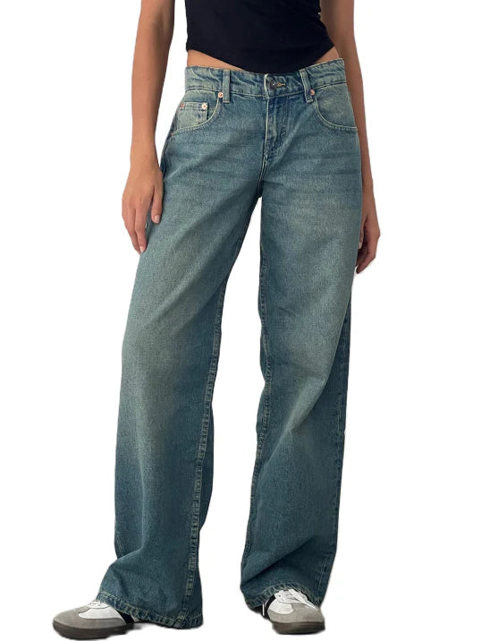 Giulia Jeans | Dames Baggy Mom Jeans met Lage Taille en Y2K-Stijl