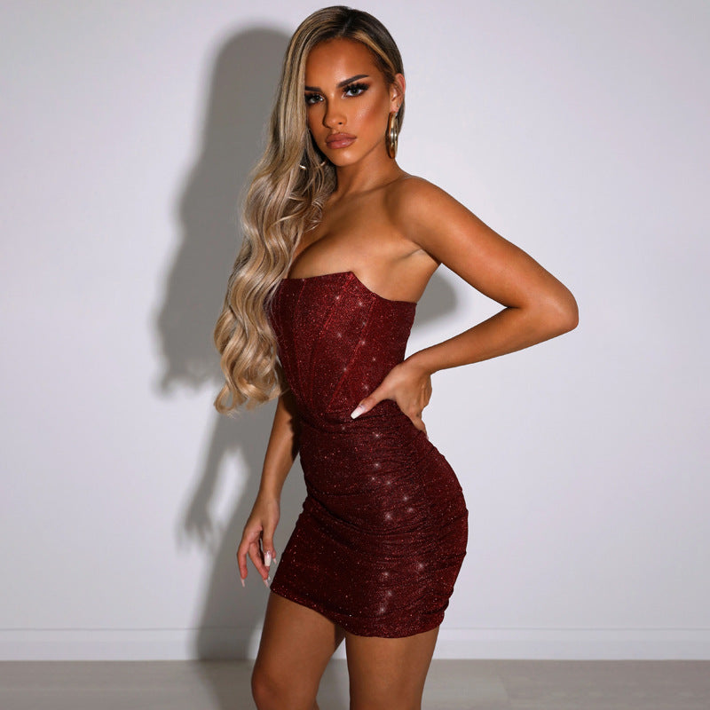 Valentina Mini Jurk Dames – Glanzende Korsetjurk met Flatterende Pasvorm & Luxe Uitstraling