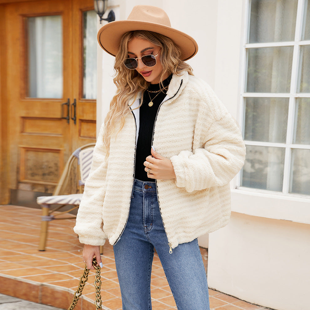 Mila Fleecejas | Zachte Damesjas van Katoenfleece met Rits en Zakken