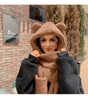 Mila Set | Warme Dames Muts met Aangehechte Sjaal van Zacht Fleece