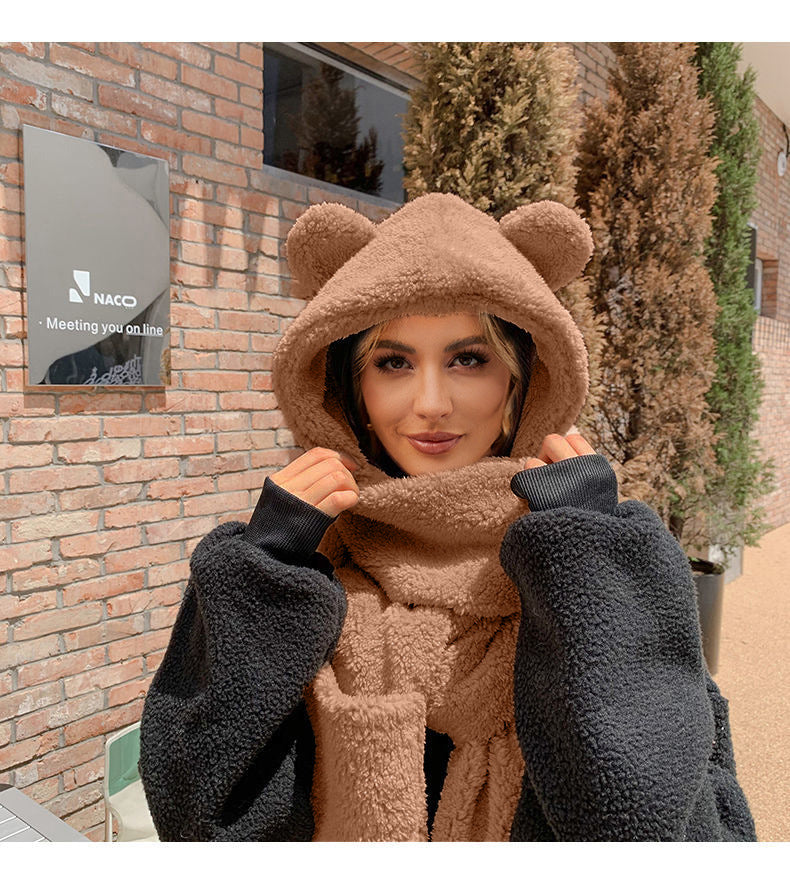 Mila Set | Warme Dames Muts met Aangehechte Sjaal van Zacht Fleece