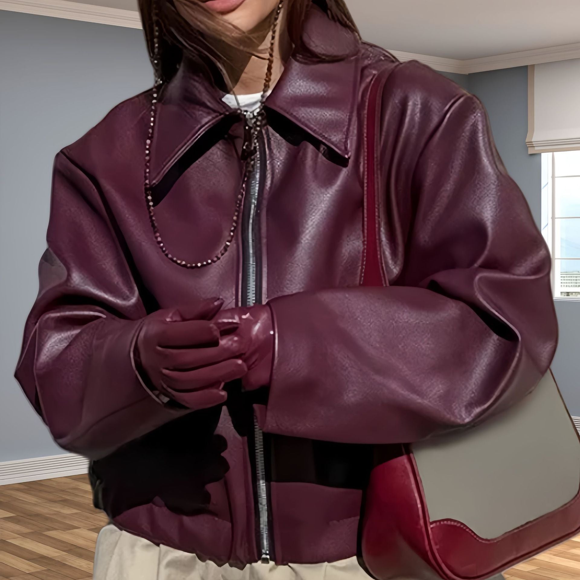 Giada Leren Jas | Oversized Damesjas van Echt Leer met Elegante Details