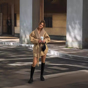 Elena Wrap Jas | Damesjas van Zacht Kunstleer met Bontkraag en Tailleceintuur