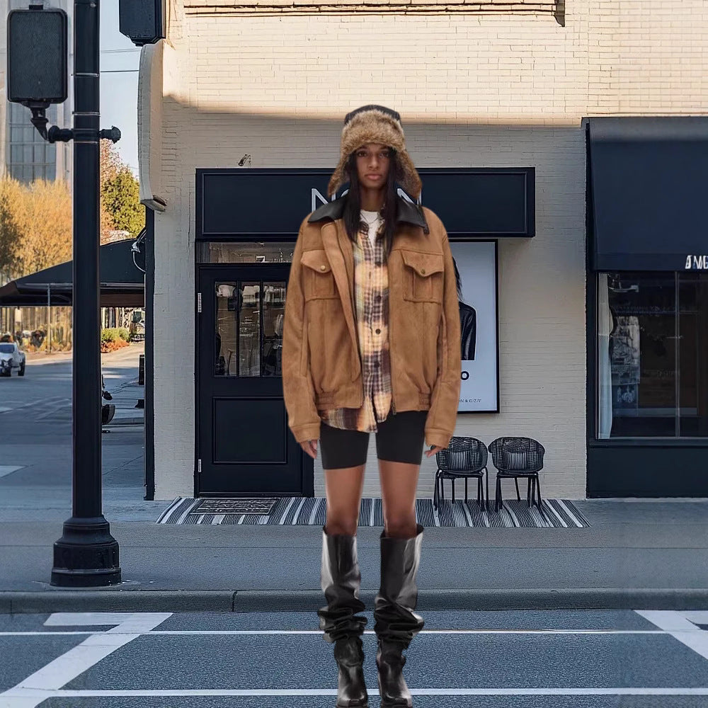 Valentina Suède Jas | Trendy Damesjas met Afneembare Bontkraag