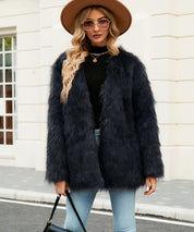 Arianna Kunstbont Jas | Luxe Dames Jas van Zacht Faux Fur met Open Pasvorm en Elegante Look