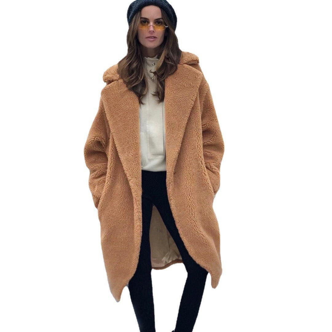 Isabella Teddy Jas | Lange Dames Jas van Zacht Teddy Fleece met Brede Kraag en Comfortabele Pasvorm