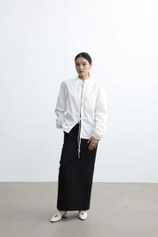 Chiara Blouse | Elegante Damesblouse met Ballonmouwen en Subtiel Kordeldetailv