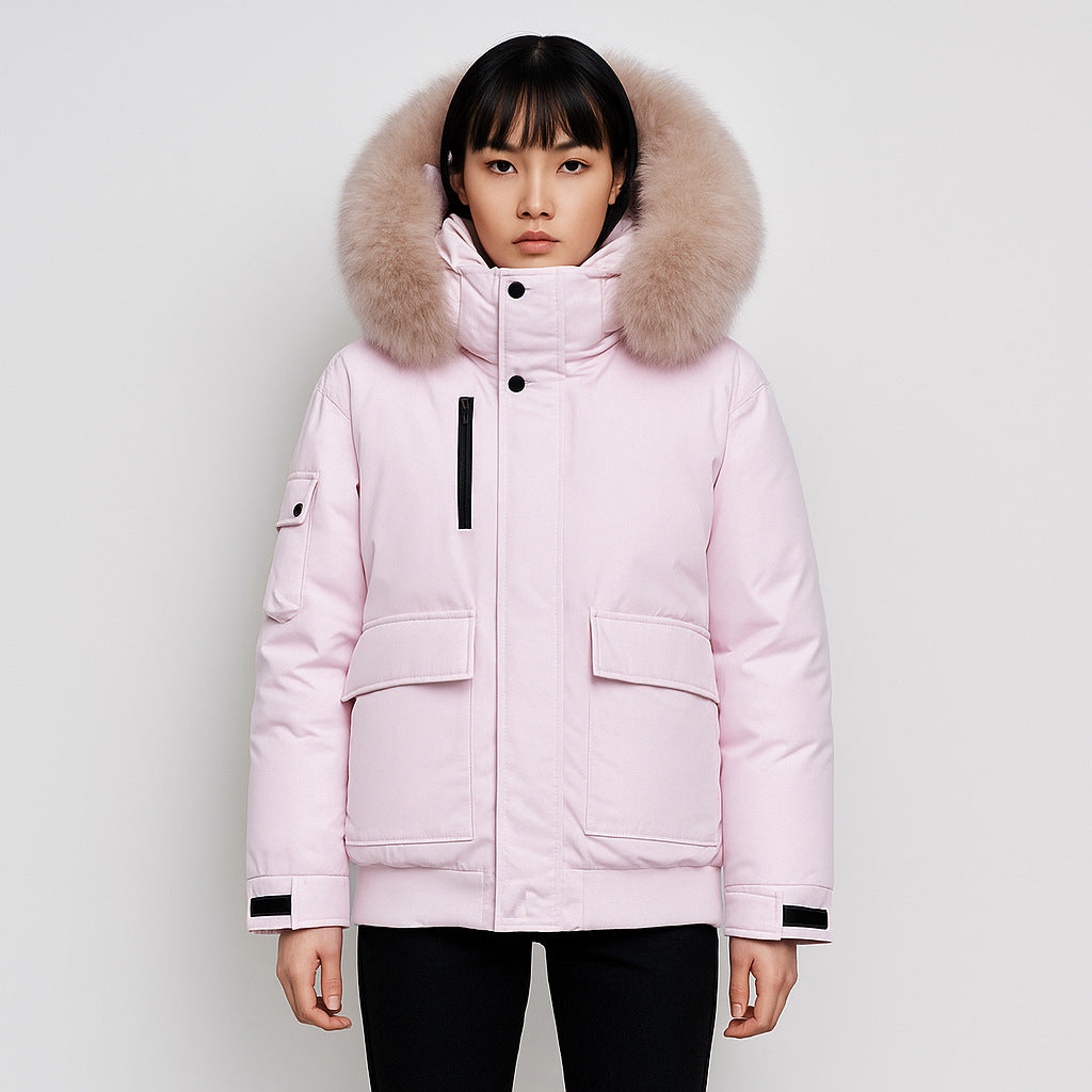 Valentina Dames winterjas – warme jas met grote bontkraag en waterafstotende stof