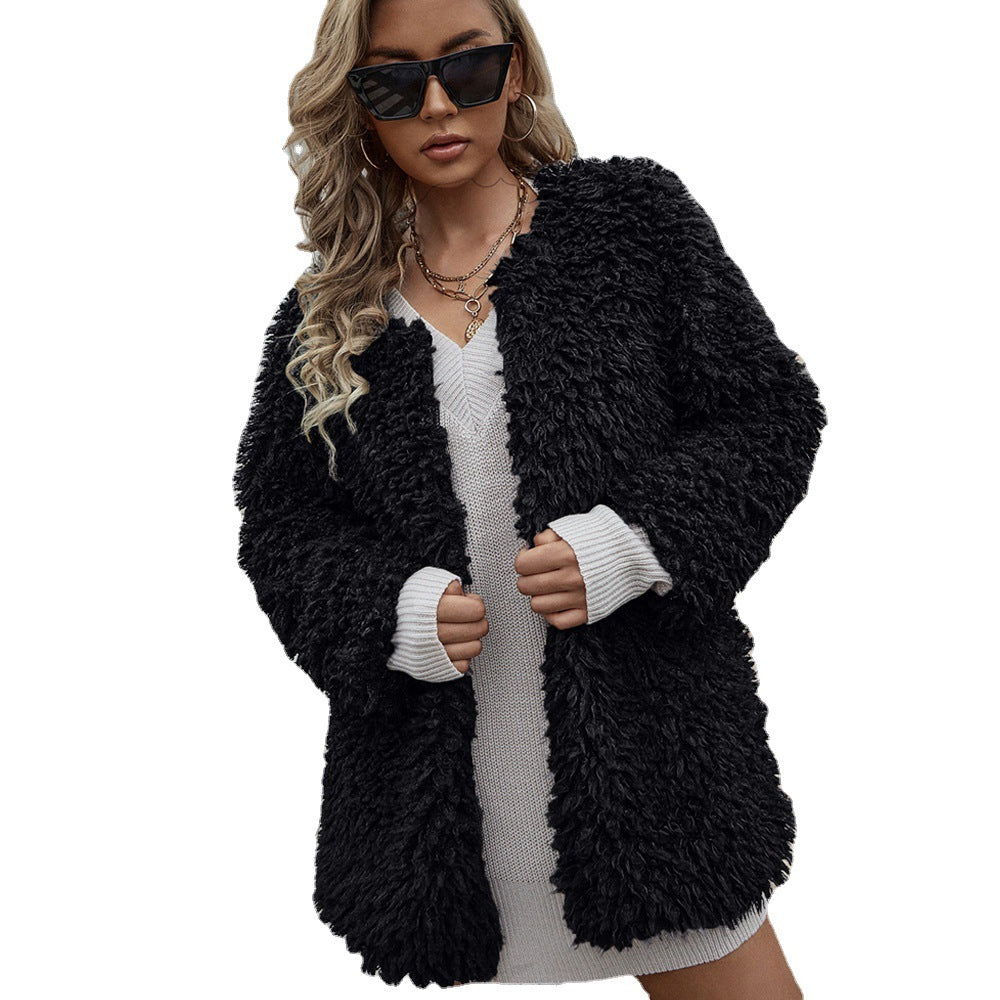Giada Faux Fur Jas | Lange Dames Jas van Zacht Kunstbont met Open Pasvorm en Volumineuze Look